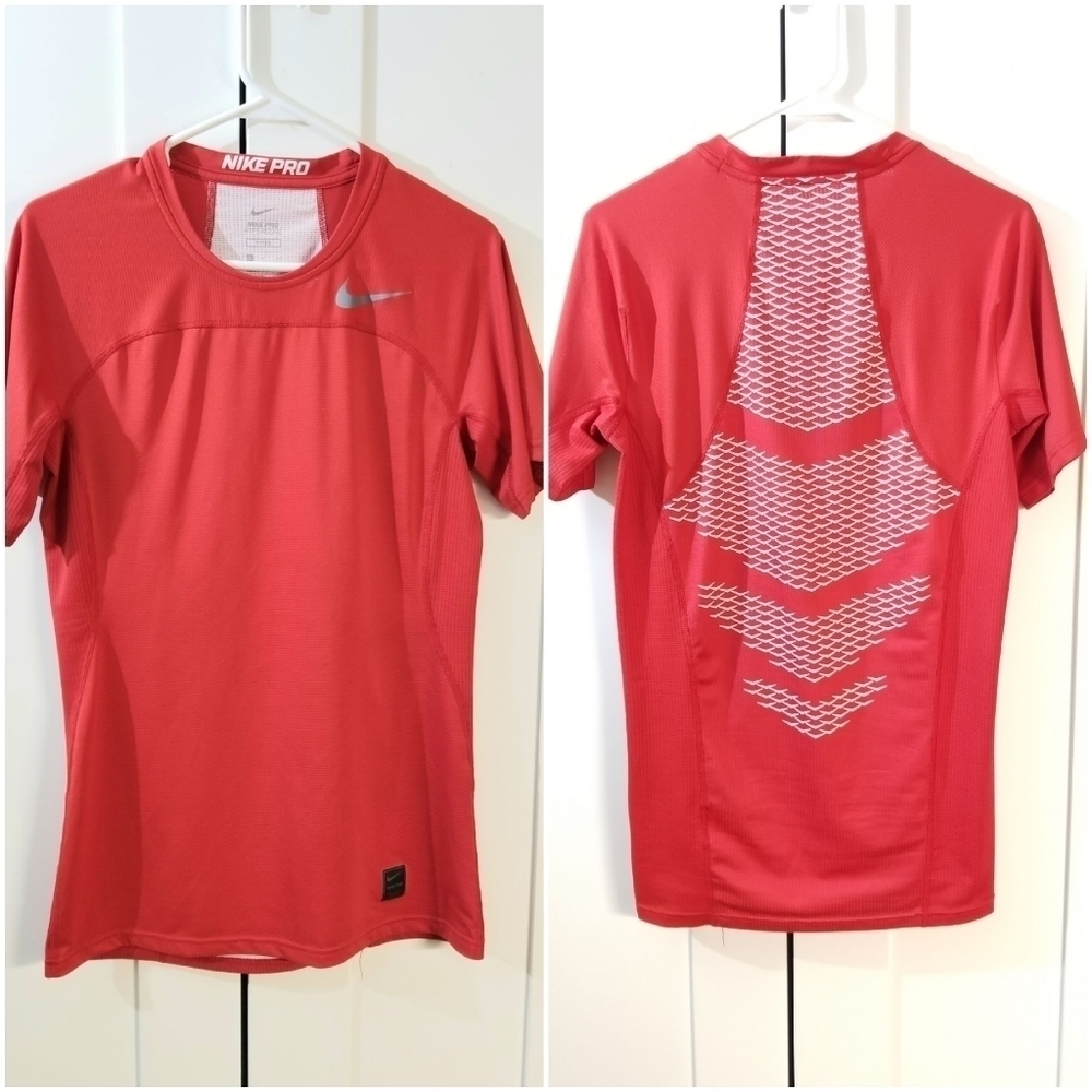 Nike Pro Hypercool Red Shortsleeve Fitted Jersey, Small